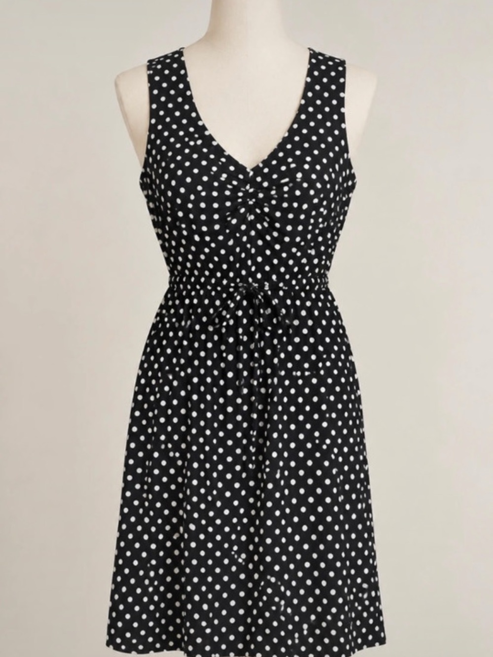 BeBop Black & White Polka Dot V-Neck Midi Dress
